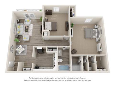 2 Bed 2 Bath Floor Plan | 928 Sq. Ft. at Woodbriar Management, LLC, Tucker, 30084